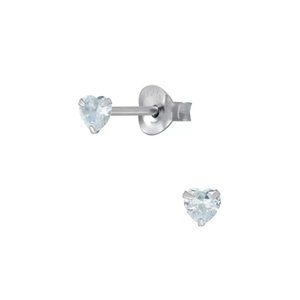 Cubic Zirconia Heart Stud Earrings 3mm